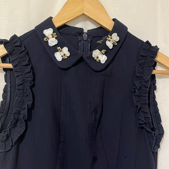 Zara Trafaluc Sleeveless Blue Midi Dress with Flower Butteryfly Detail a144 - Picture 2 of 5